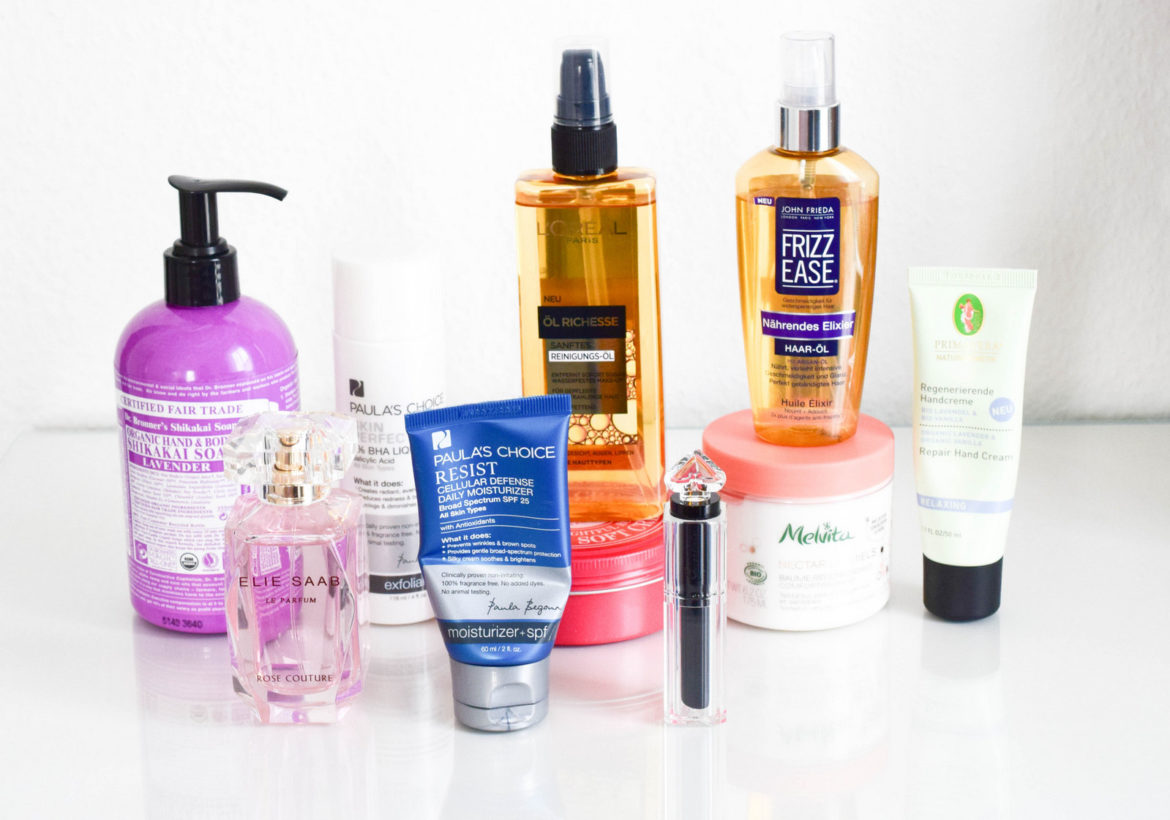 Kosmetik Favoriten aus dem Monat Februar mit Paula's Choice, Guerlain, John Frieda, Dr. Bronners, Elie Saab, Melvita, Primavera und L'Occitane