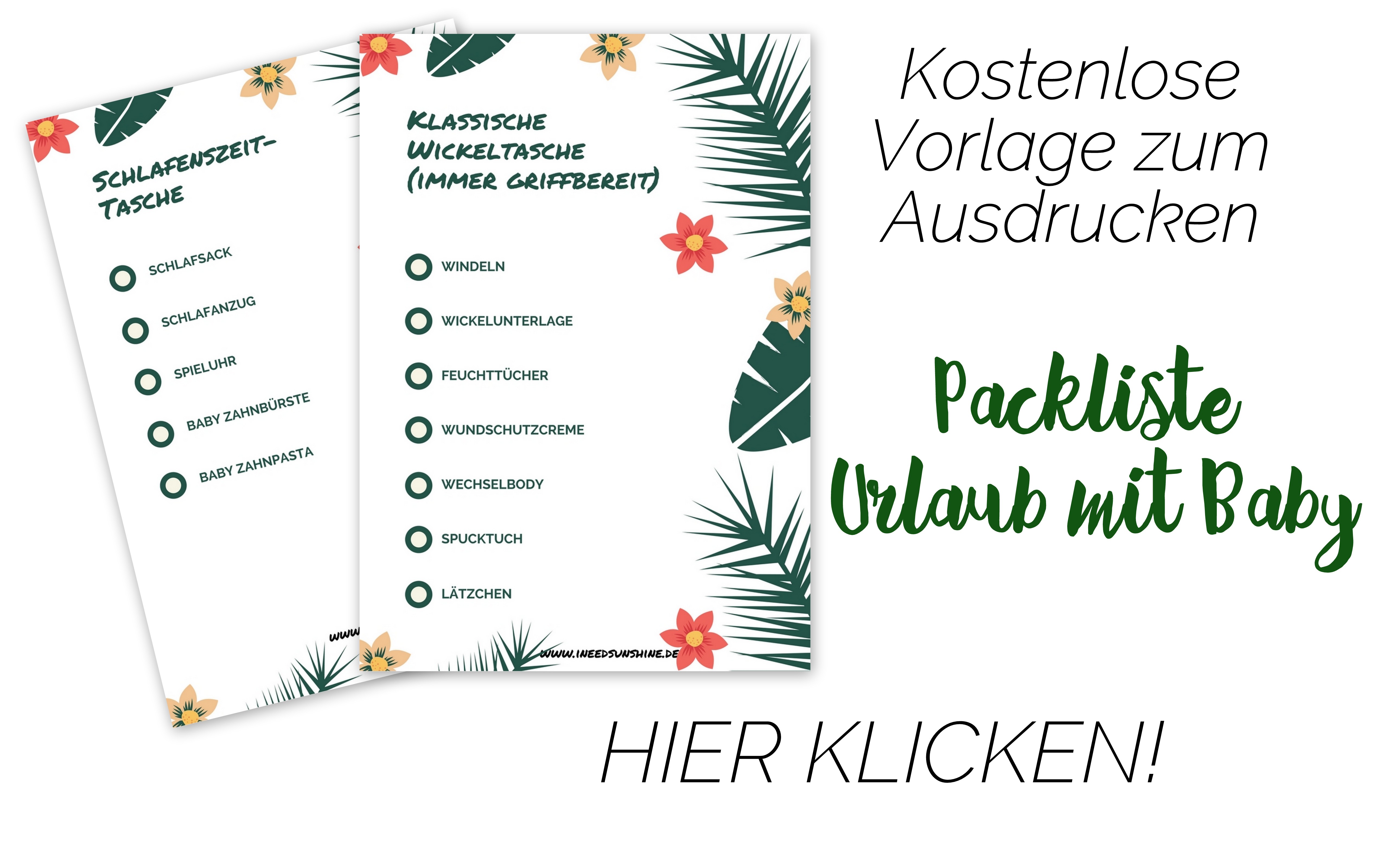 Checkliste Urlaub mit Baby Packliste Reisen mit Kind Vorlage To Do Liste zum Ausdrucken Mamablog Familienblog