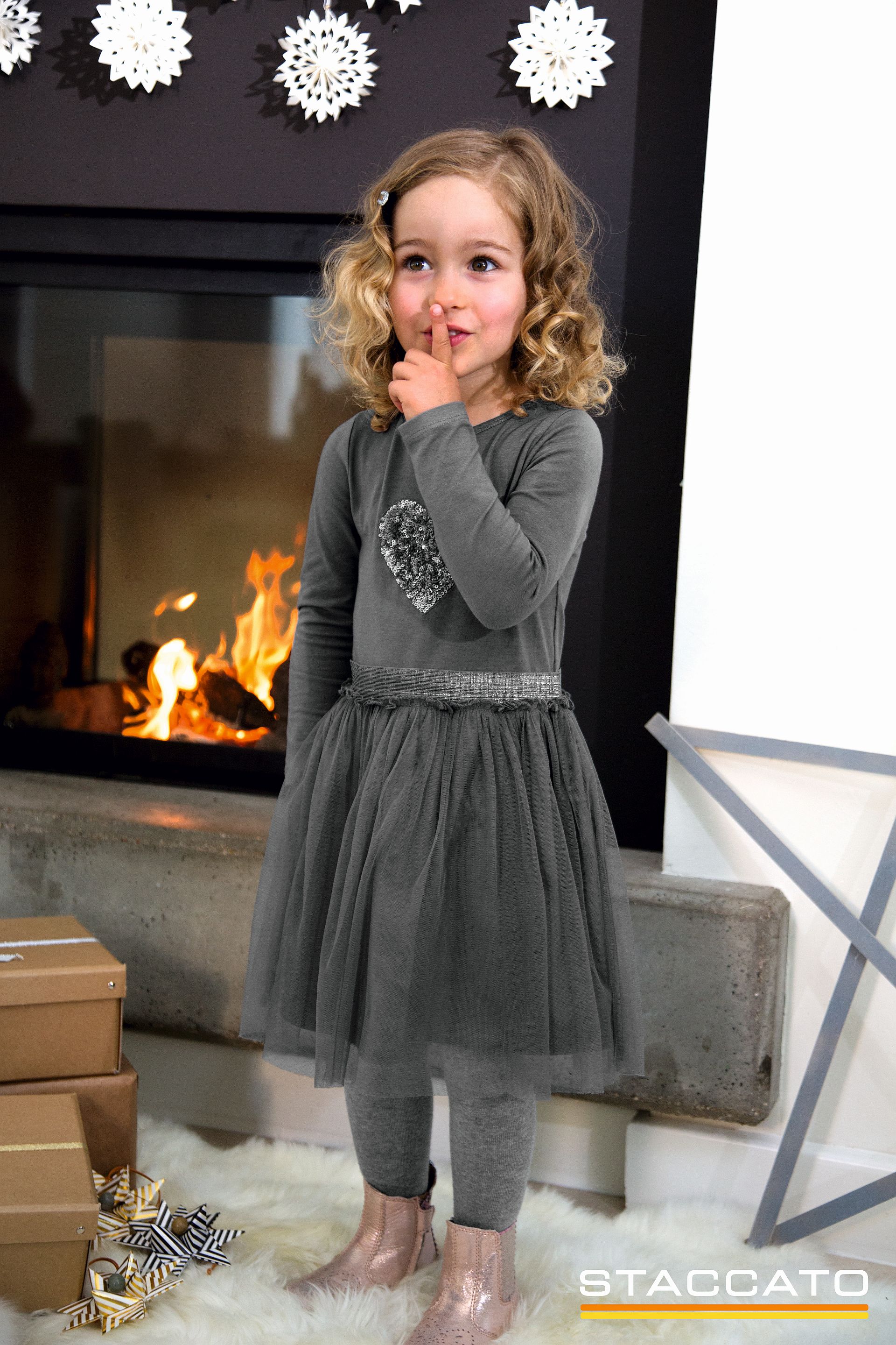 Graues Kleid mit Tüllrock von STACCATO Kinderkleidung Mädchen