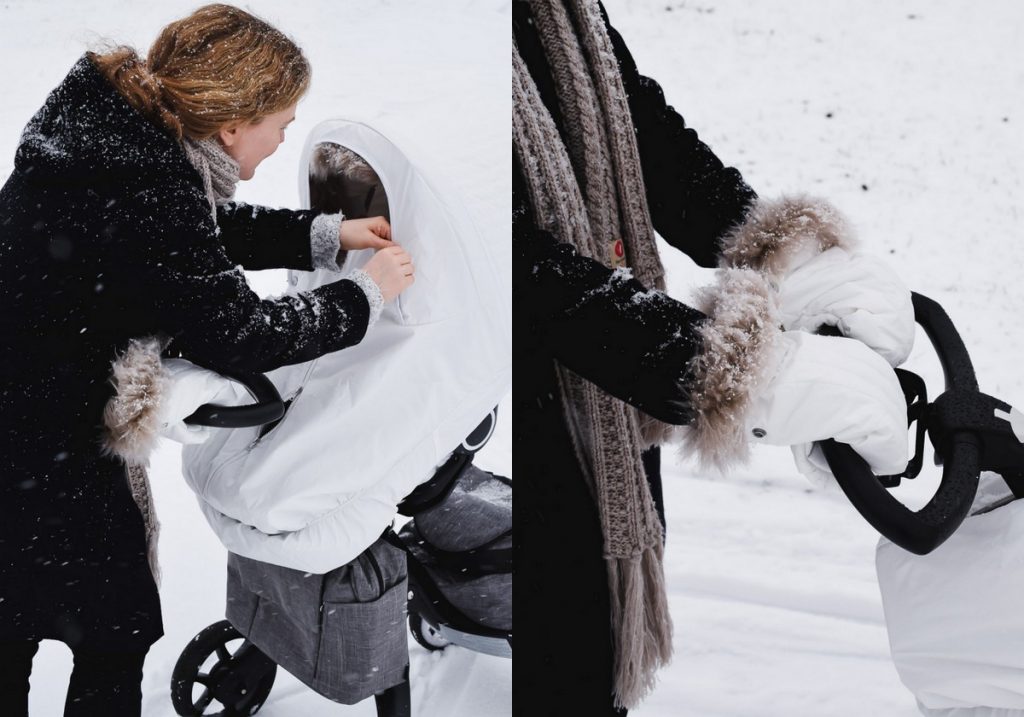 Stokke XPlory Kombi Kinderwagen Test Erfahrungen Winter Kit Schaffelleinlage Lammfell Winter Kit