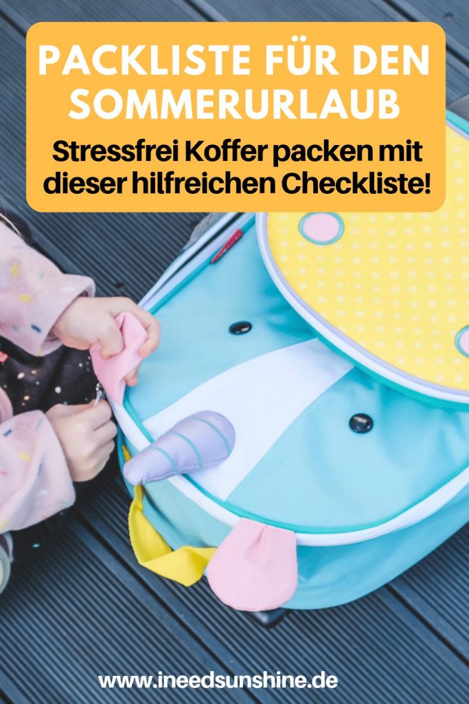 Checkliste Urlaub mit Kindern Sommer Ferien Koffer packen mit Packliste für das Reisen mit Kindern