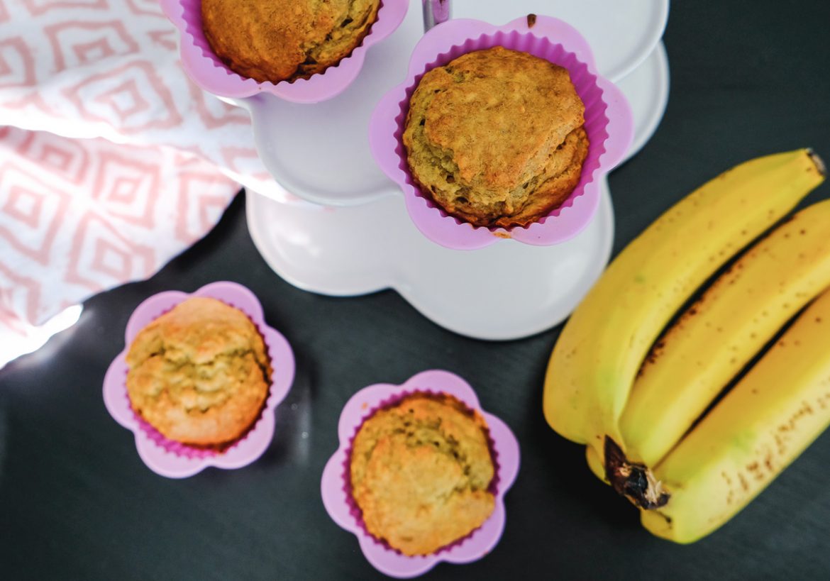 Erdnussbutter Bananen Muffins Rezept vegan zuckerfrei backen für Kinder schnell einfach Ineedsunshine