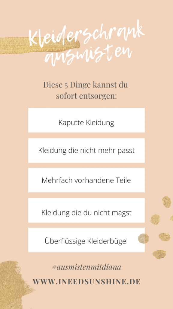 Kleiderschrank ausmisten Tipps Dinge sofort entsorgen