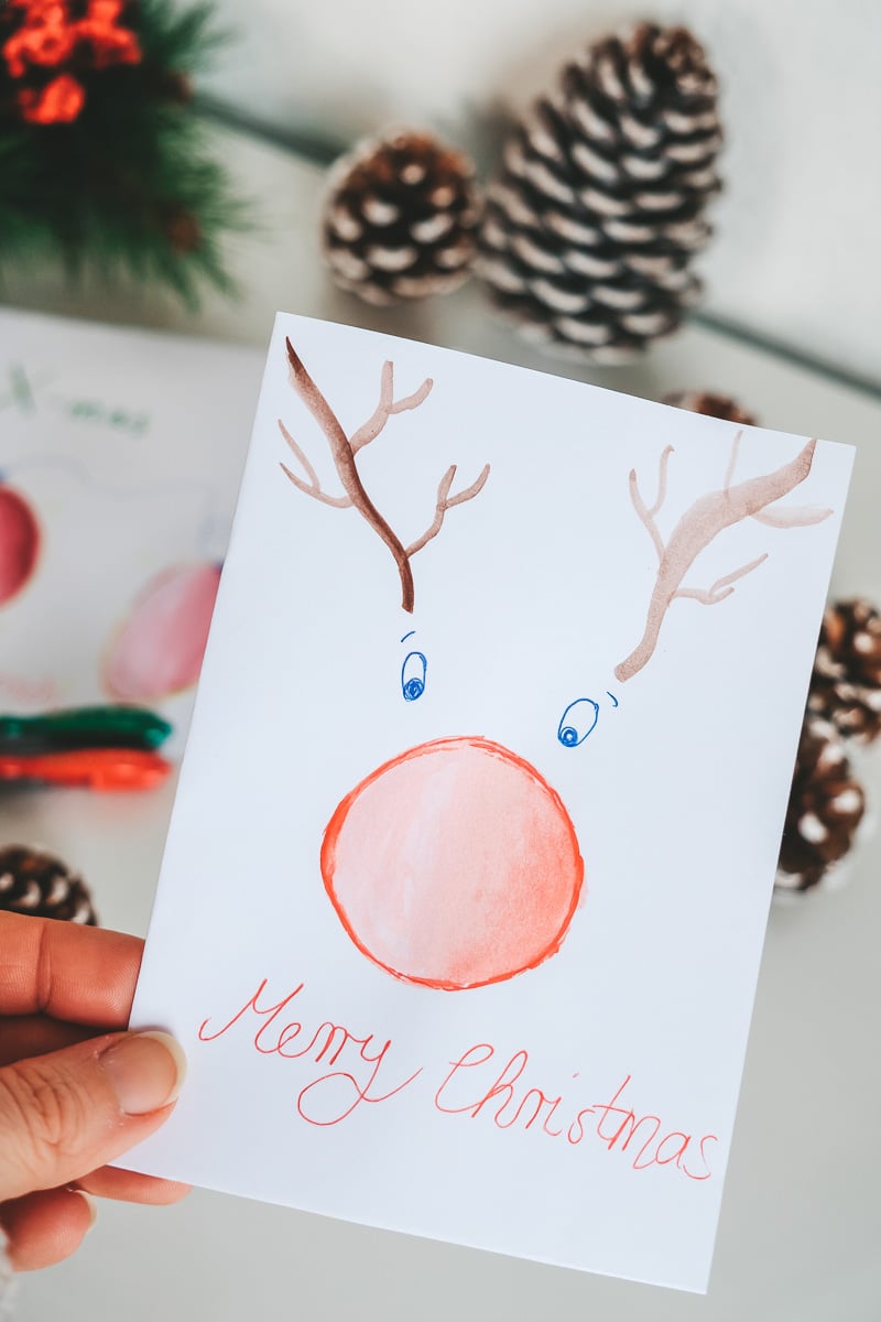 Weihnachtskarten basteln mit Kindern Ideen