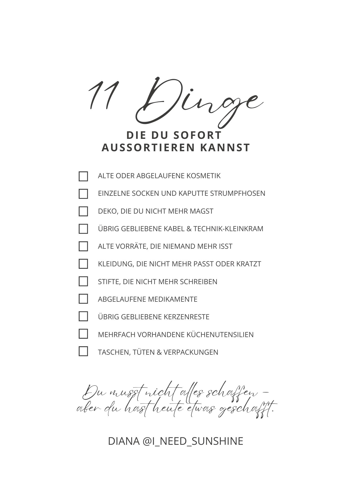 Ausmisten Checkliste 11 Dinge sofort aussortieren