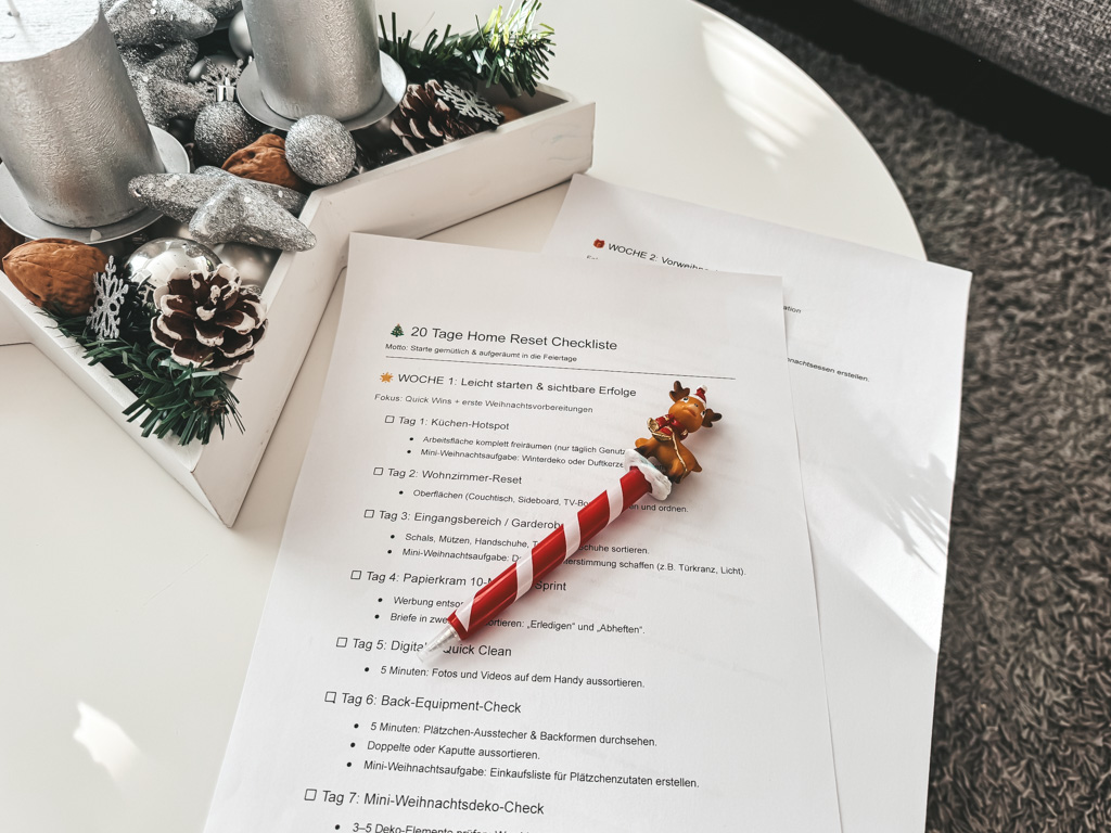 20 Tage Home Reset Weihnachten Ordnung Checkliste