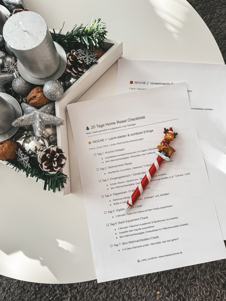 20 Tage Home Reset Weihnachten Ordnung Checkliste